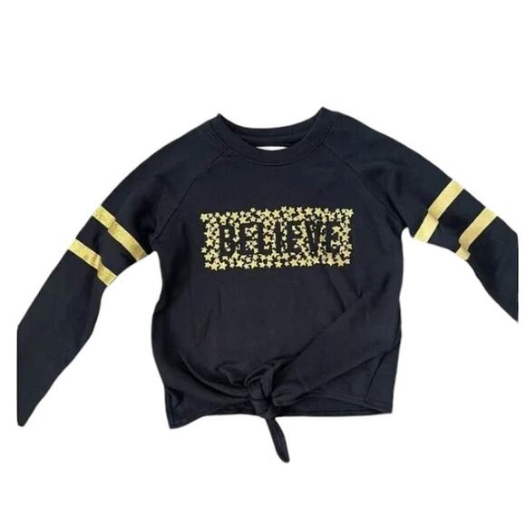 NWT C&C California Girls Black Gold Glitter Believe Sweatshirt Size S 6/6X - Picture 7 of 7